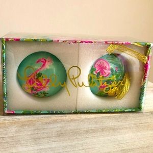 Lilly Pulitzer Fruity Flamingo Ornament Set